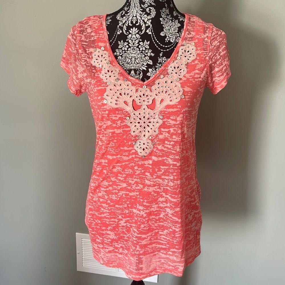 Ruby Rd. Pink/Silver short sleeve top